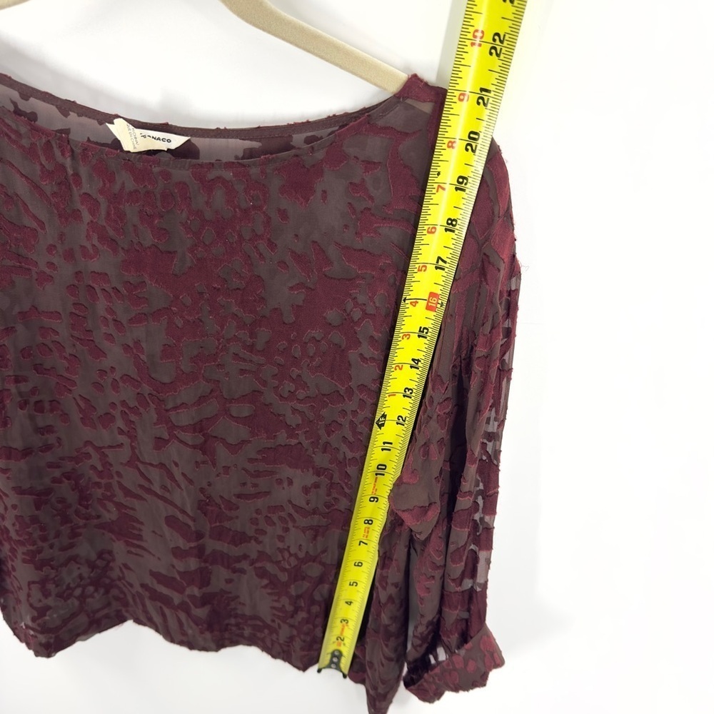 Club Monaco Top Womens XS Velvet Burnout Whimsigoth Fairy Grunge Vamp Sheer - Picture 7 of 8